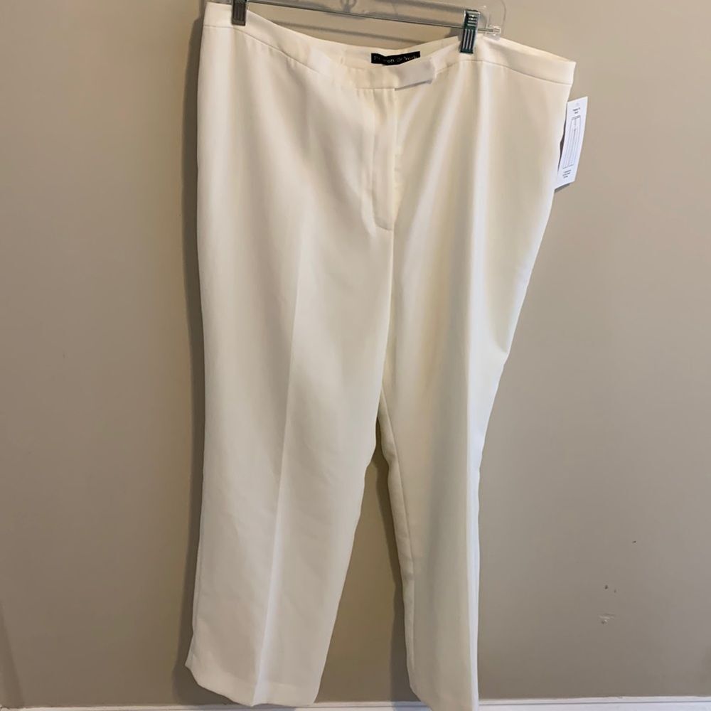 NEW Preston & York Dress Pants Size 18 White Straight Leg 100 Poly Plus Size